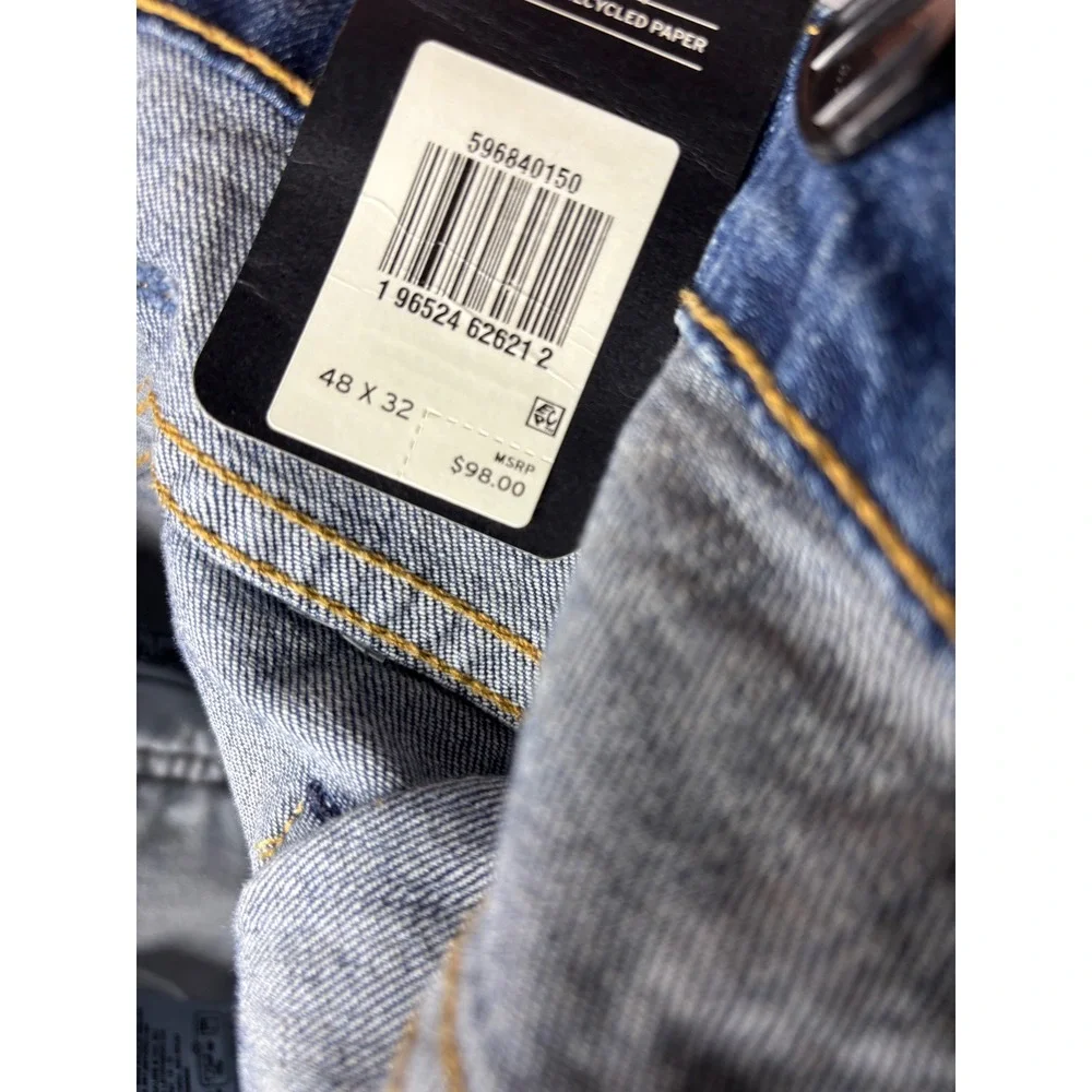 Levis 502 Taper Jeans Mens 48x32 Blue Medium Wash Eco Ease Stretch 596840150 NEW